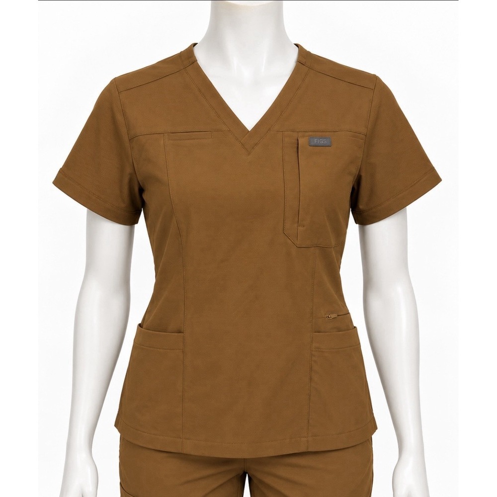 FIGS Women's NEW Limited Edition  Barrel Scrub Top Shirt Size Medium  Earth